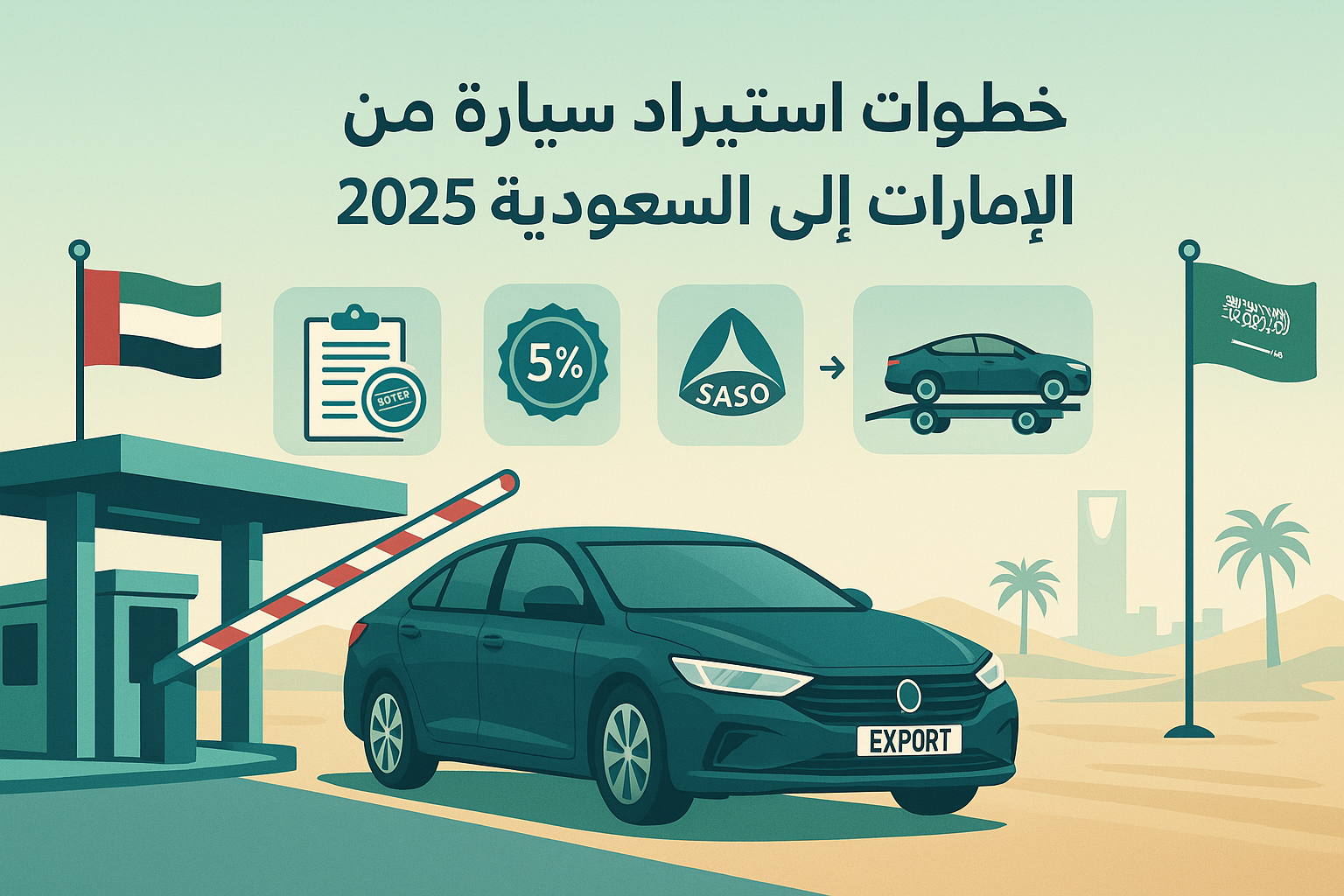 خطوات استيراد سيارة من الإمارات إلى السعودية 2025 (دليل شامل مع الرسوم والإجراءات)